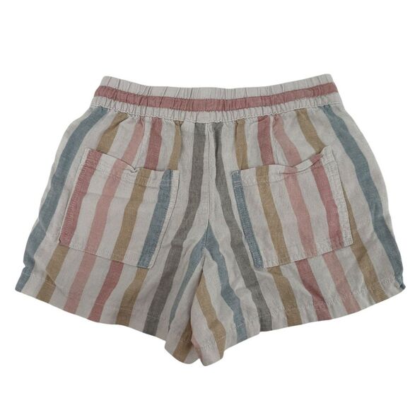 Gap Shorts Linen Blend Striped XS Muted Tones Elastic Waist 3 Inch Inseam Beach - Picture 8 of 8